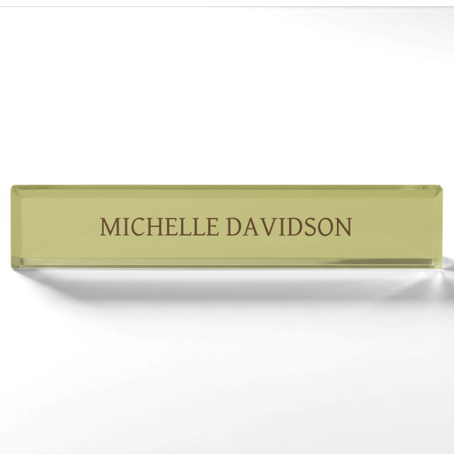 Professional Modern Minimalist Plain Olive Green Nameplate (Front)