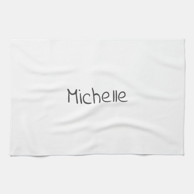 Professional Modern Minimalist Plain Own Name Kitchen Towel (Horizontal)