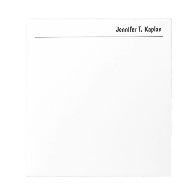 Professional Modern Minimalist Plain Personalized Notepad (Front)