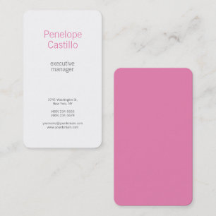 Professional Modern Minimalist Plain Pink White Business Card