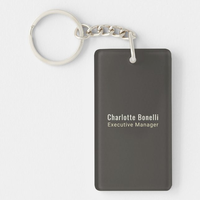 Professional Modern Minimalist Plain Round Corner Keychain (Front)