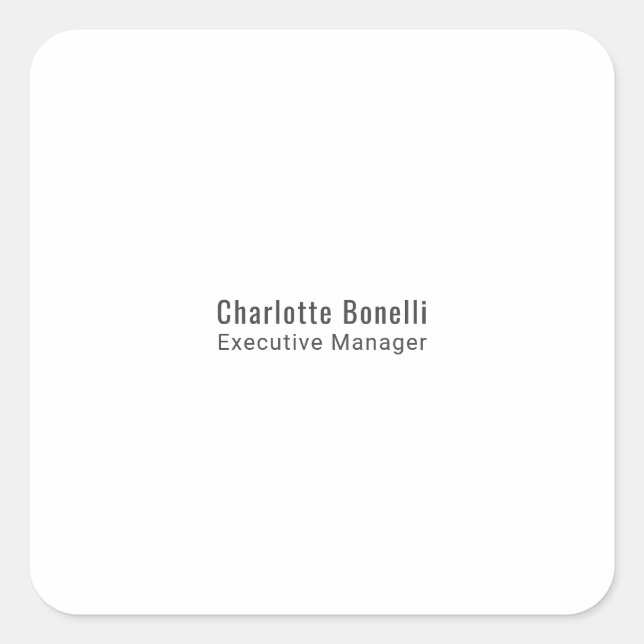 Professional Modern Minimalist Plain  Square Sticker (Front)