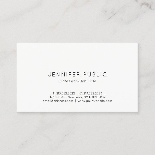 Professional Modern Minimalist Pretty Simple Plain Business Card (Front)