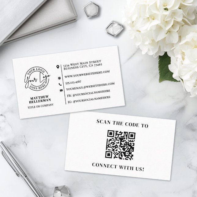 Professional Modern Minimalist QR Code Logo Business Card (Professional Modern Minimalist QR Code Logo Business Card )