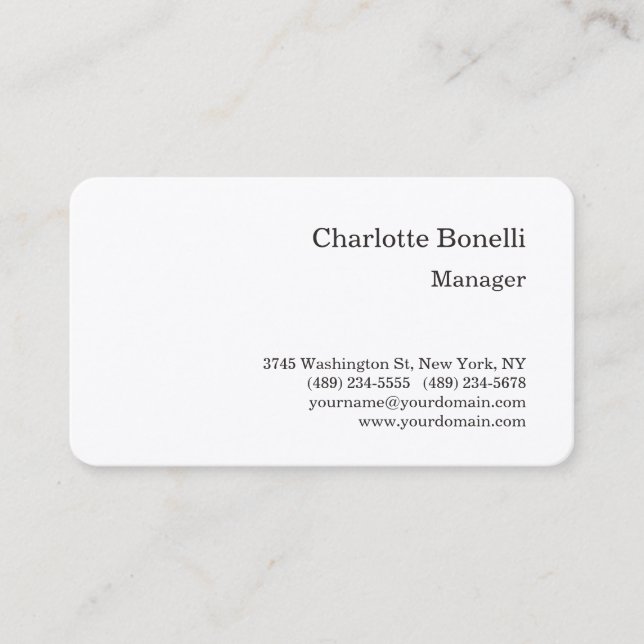Professional Modern Minimalist Silk White Blue Business Card (Front)