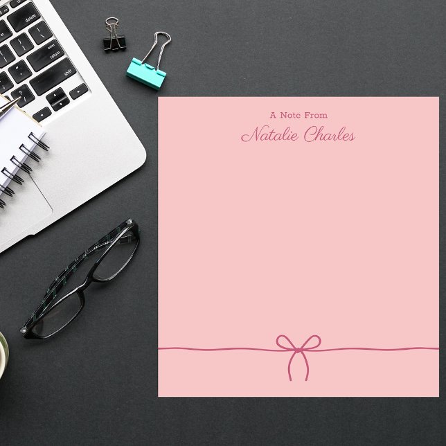 Professional Modern Minimalist Stylish Pink Bow Notepad (Creator Uploaded)