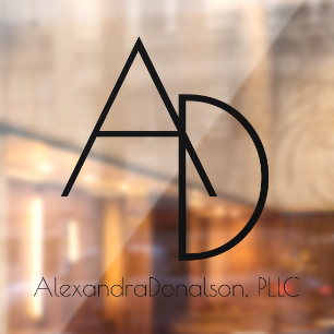 Professional Modern Minimalistic Monogram Window Window Cling