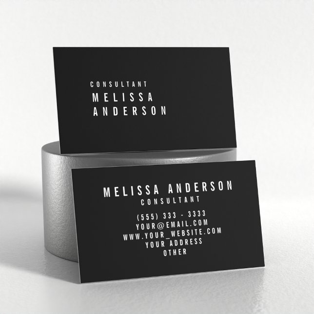 Professional Modern Minimalistic Plaine Black Business Card (Perspective)