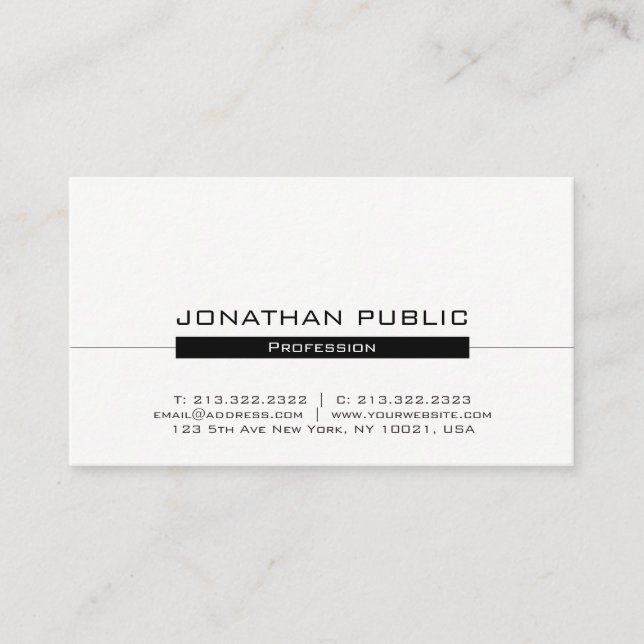 Professional Modern Minimalistic Sleek Chic Design Business Card (Front)