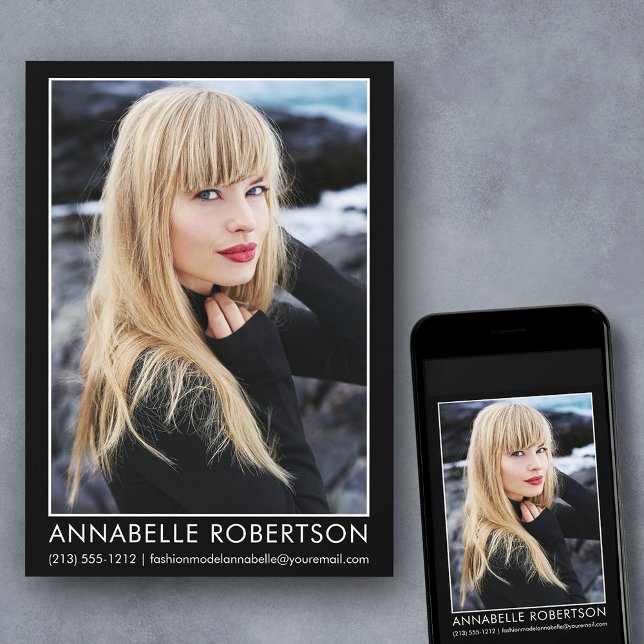 Professional Modern Model Actor Photo Card (Customize to change background color, text size, style or to add more photos to back of card.)
