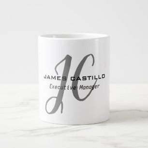 Professional Modern Monogram Calligraphy Script Large Coffee Mug