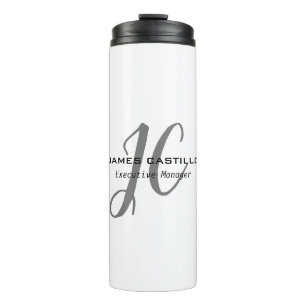 Professional Modern Monogram Calligraphy Script Thermal Tumbler