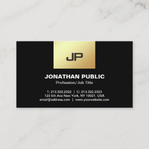 Professional Modern Monogram Elegant Black Gold Business Card