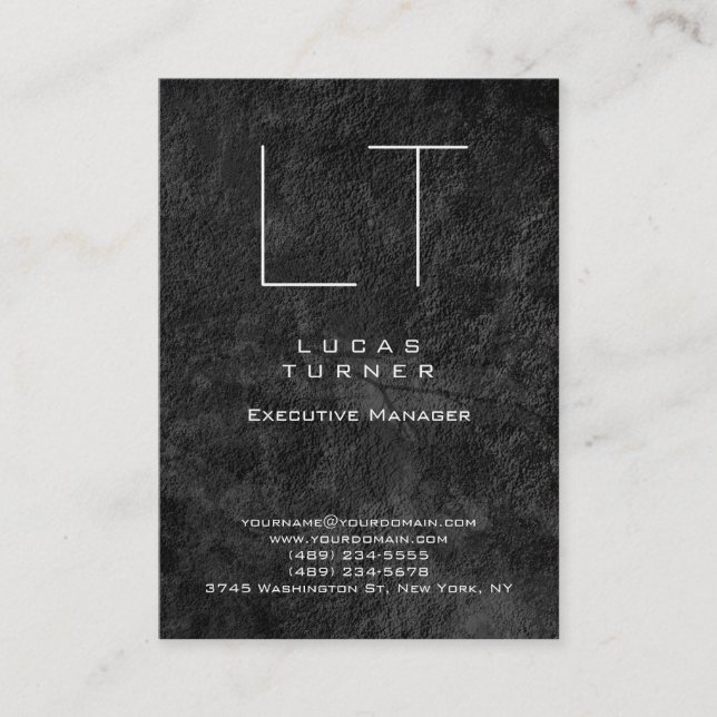 Professional Modern Monogram Grey Pattern Business Card (Front)