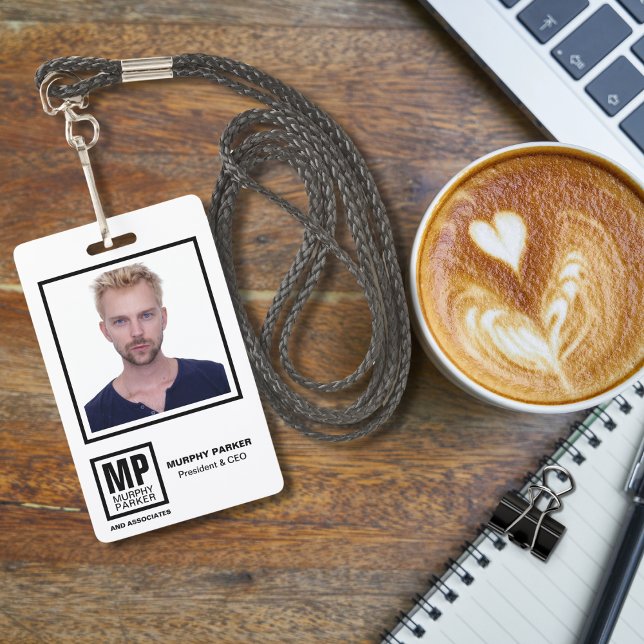 Professional Modern Monogram Logo Photo Employee Badge (Creator Uploaded)