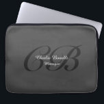 Professional Modern Monogram Minimalist Grey Laptop Sleeve<br><div class="desc">You Can Easily Change the Fonts, Bacground Image and Colour, Letter Characters.</div>