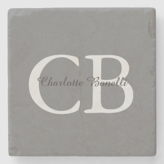 Professional Modern Monogram Minimalist Grey Stone Coaster