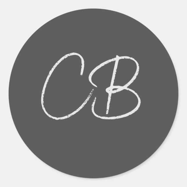 Professional Modern Monogram Minimalist Initials Classic Round Sticker (Front)