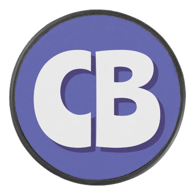 Professional Modern Monogram Minimalist Initials Hockey Puck (Front)