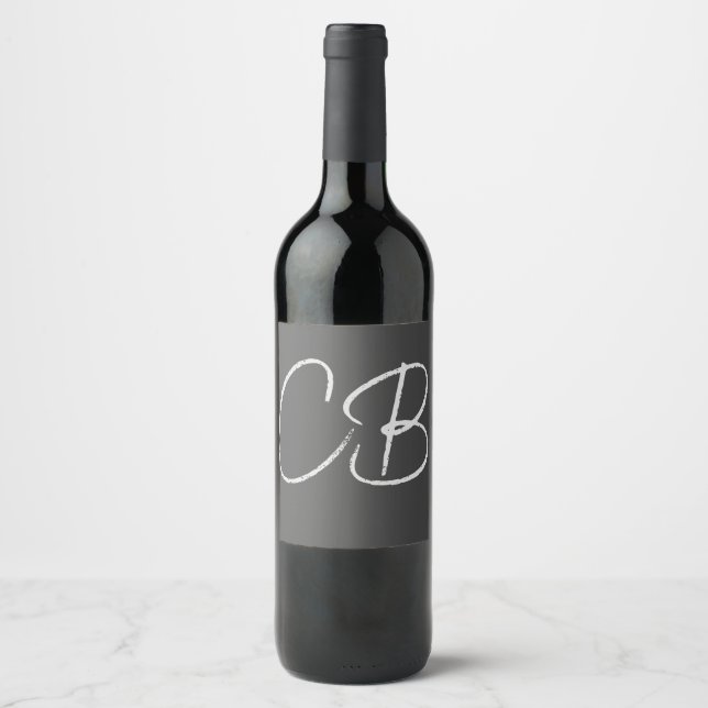 Professional Modern Monogram Minimalist Initials Wine Label (Front)