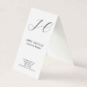 Professional Modern Monogram Minimalist Linen Business Card
