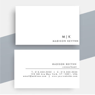 Professional Modern Monogram Minimalist Plain Business Card