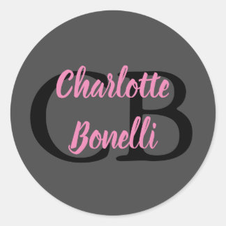 Professional Modern Monogram Name Minimalist Classic Round Sticker
