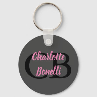 Professional Modern Monogram Name Minimalist Keychain