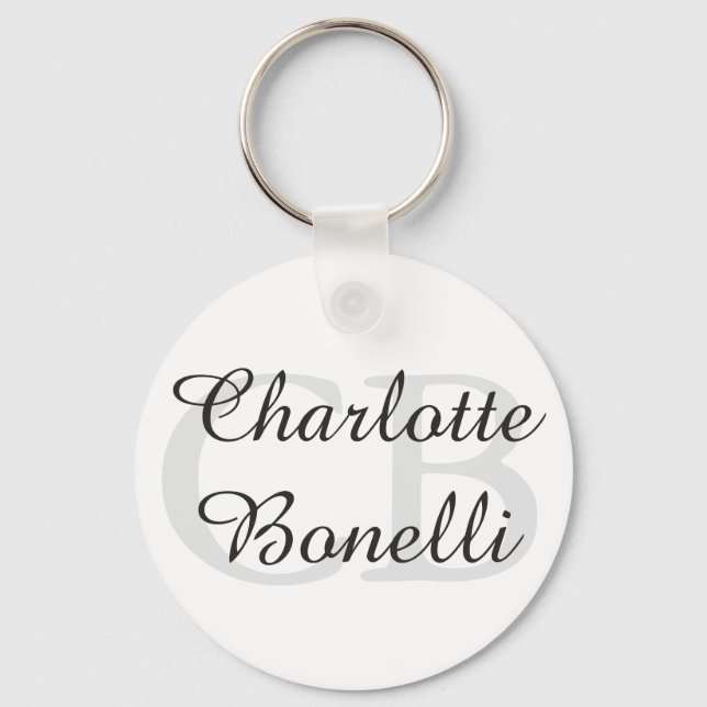 Professional Modern Monogram Name Minimalist Keychain (Front)