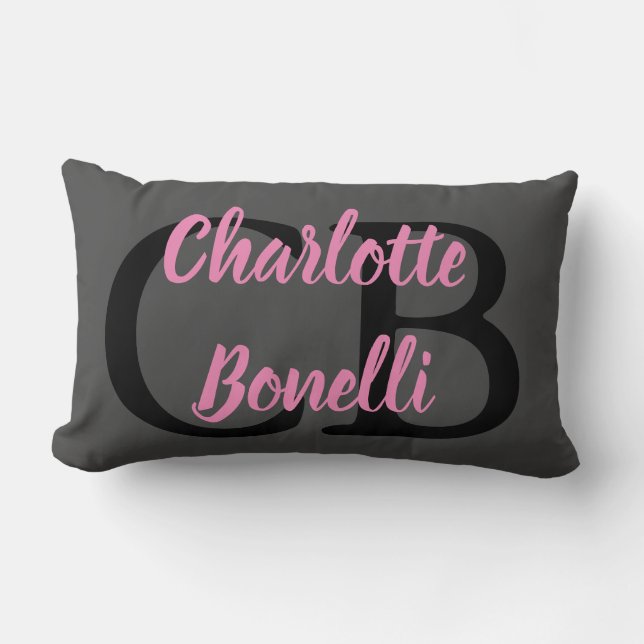 Professional Modern Monogram Name Minimalist Lumbar Pillow (Front)