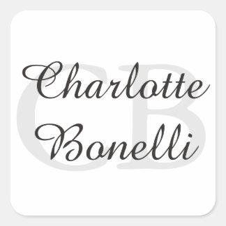 Professional Modern Monogram Name Minimalist Square Sticker