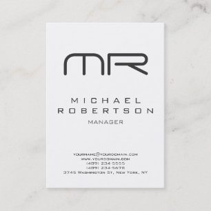 Professional Modern Monogram White Business Card