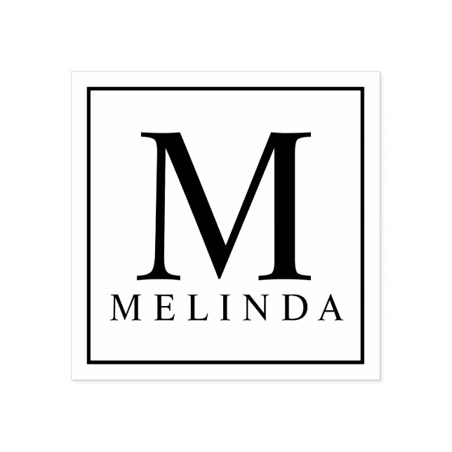 Professional Modern Monogram with Custom Name Rubber Stamp (Imprint)
