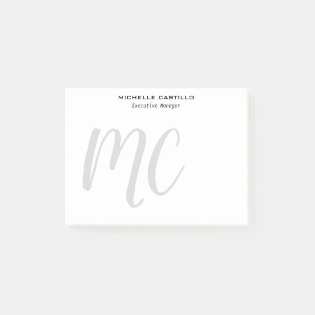 Professional Modern Monogrammed Minimalist Post-it Notes (Front)