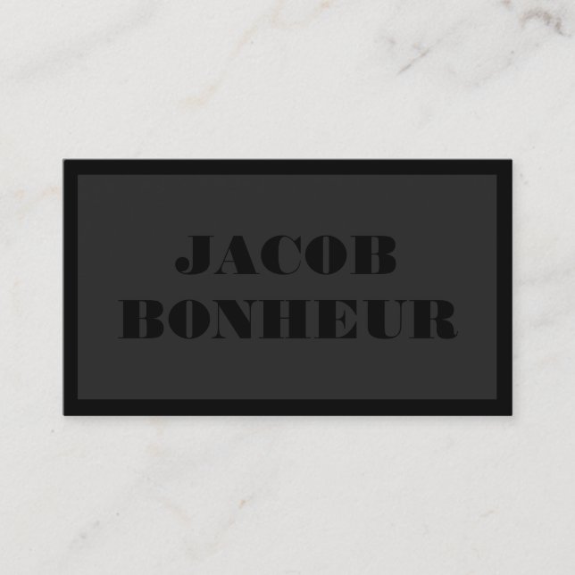 Professional Modern Name | Dark Grey & Black Business Card (Front)