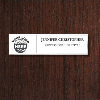 Professional Modern Name Title Logo White Office Door Sign