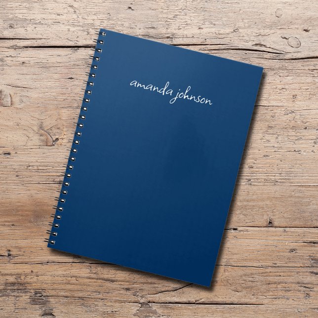 Professional Modern Navy Blue Monogram Full Name Notebook (Creator Uploaded)