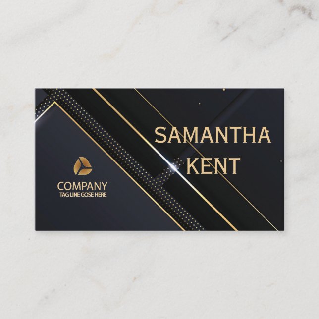 Professional Modern Navy & Gold  Business Card (Front)