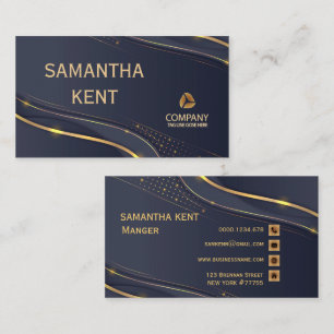 Professional Modern  Navy  & Gold  Business Card