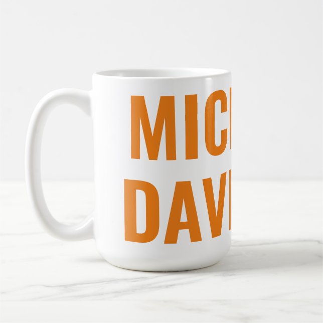 Professional Modern Orange White Minimalist Plain Coffee Mug (Left)