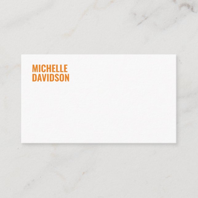 Professional Modern Orange White Minimalist Plain Enclosure Card (Front)