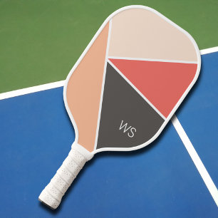 Professional Modern Pink Initials Monogram Pickleball Paddle