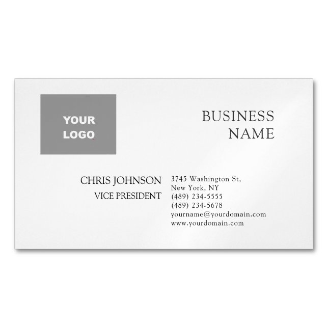 Professional Modern Plain Simple Magnetic Business Card (Front)