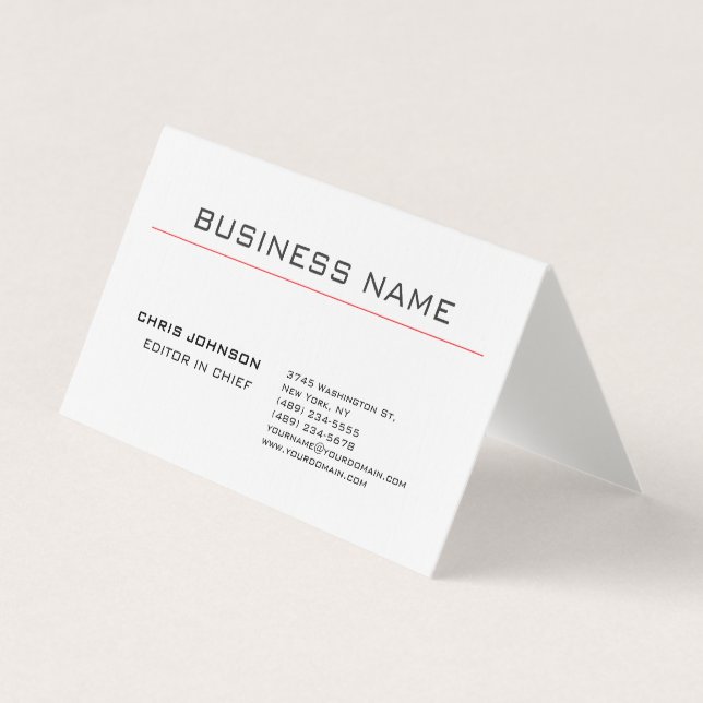 Professional Modern Plain Simple Premium Silk Business Card (Front)