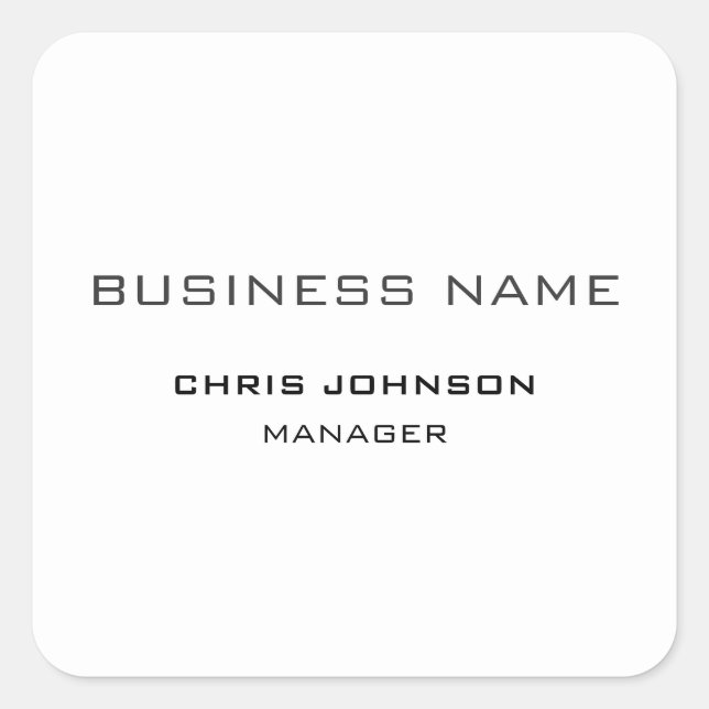 Professional Modern Plain Simple Square Sticker (Front)