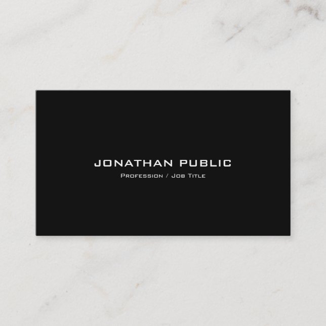 Professional Modern Plain Stylish Black And White Business Card (Front)