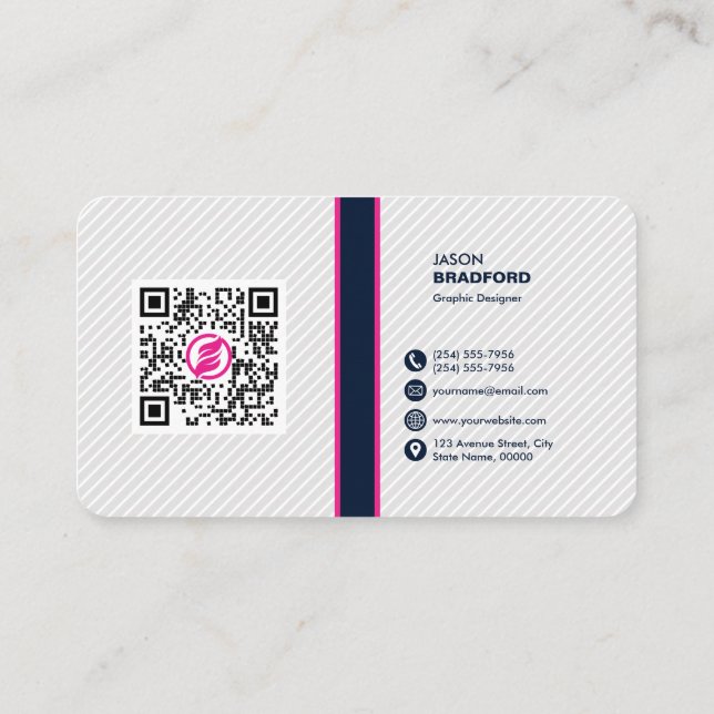 Professional Modern QR Code Custom Personalized Bu Business Card (Back)