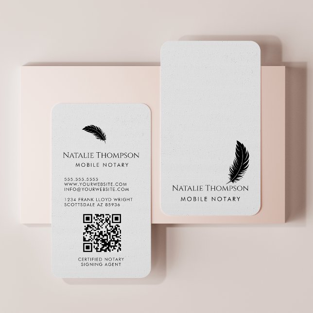 Professional Modern QR Code Vertical Notary Public Business Card (Creator Uploaded)