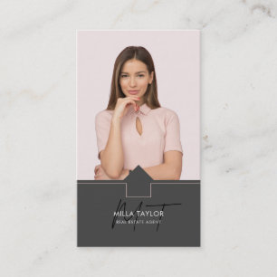 Professional Modern Real Estate Monogram Photo Business Card