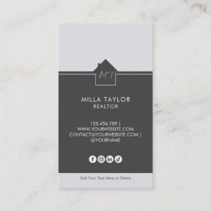 Professional Modern Real Estate Monogram Photo Business Card